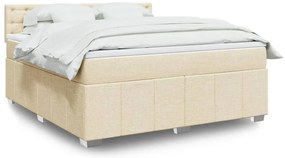 vidaXL Κρεβάτι Boxspring με Στρώμα Κρεμ 180x200 εκ. Υφασμάτινο