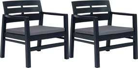 vidaXL Σαλόνι Κήπου 3 Τεμαχίων Ανθρακί Πλαστικό