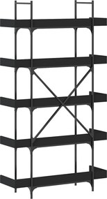 vidaXL Βιβλιοθήκη 5 Επιπέδων Μαύρη 100 x 33 x 180,5 εκ. Επεξεργ. Ξύλο