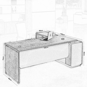 PROJECT Γραφείο Αριστερή Γωνία Απόχρωση Sonoma - Γκρι   1τμχ