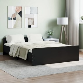 Πλαίσιο Κρεβατιού με Κεφαλάρι &amp; Ποδαρικό Μαύρο 135 x 190 εκ.