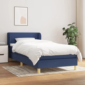 vidaXL Κρεβάτι Boxspring με Στρώμα Μπλε 80x200 εκ. Υφασμάτινο