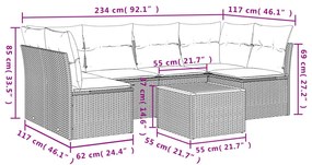 vidaXL Καναπές Σετ 7 Τεμαχίων Μαύρο Συνθετικό Ρατάν με Μαξιλάρια