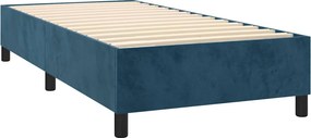 vidaXL Κρεβάτι Boxspring με Στρώμα Σκούρο Μπλε 100x200 εκ. Βελούδινο