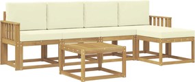 vidaXL Σειρά Καναπέ Εξωτερικού με μαξιλάρι 6 pcs Λευκό και Κρεμ