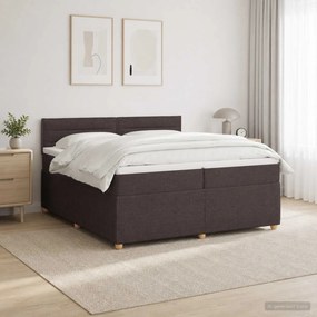 vidaXL Κρεβάτι box spring με στρώμα Σκούρο Καφέ 200 x 200 cm Ύφασμα