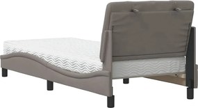 vidaXL Κρεβάτι με Στρώμα Taupe 90x200 εκ. Υφασμάτινο