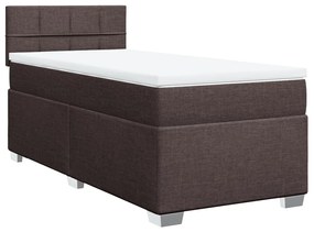 vidaXL Κρεβάτι Boxspring με Στρώμα Σκούρο Καφέ 100x200 εκ. Υφασμάτινο