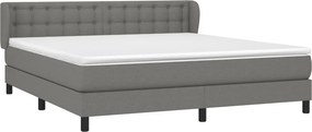 vidaXL Κρεβάτι Boxspring με Στρώμα Σκούρο Γκρι 180x200 εκ Υφασμάτιν