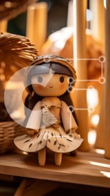 Intra Συλλεκτικό Ξύλινο Παζλ Plywood 4mm - Ξύλινη κούκλα σε ράφι με καλάθια μπαμπού Σε Ξύλινο Κουτί - Διαστάσεις: 10x10 cm – 25 κομμάτια