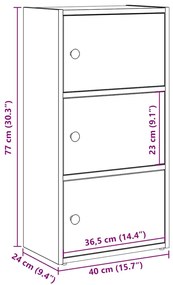Βιβλιοθήκη Αρτισιανή Δρυς 40x24x77 εκ. Επεξ. Ξύλο - Καφέ