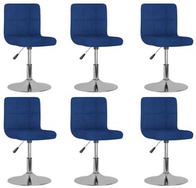 vidaXL Καρέκλες Τραπεζαρίας Περιστρεφόμενες 6 τεμ. Μπλε Υφασμάτινες