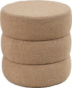Σκαμπό-πουφ Kioto pakoworld μπουκλέ καφέ Φ40x40εκ