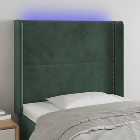 vidaXL Κεφαλάρι Κρεβατιού LED Σκούρο Πράσινο 93x16x118/128 εκ