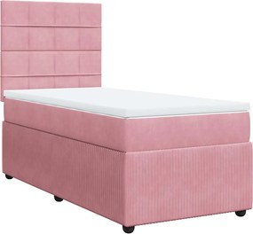 vidaXL Κρεβάτι Boxspring με Στρώμα Ροζ 80 x 200 εκ. Βελούδινο