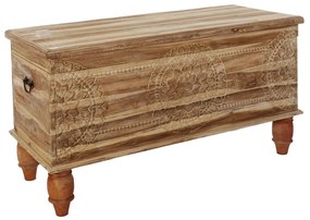 Artekko Magnus Ξύλινο Μασίφ Σκαλιστό Μπαούλο σε Φυσική Απόχρωση (120x50x64)cm