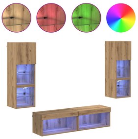 vidaXL Μονάδα Τοίχου Τηλεόρασης 6 pcs Artisan Oak Επεξεργασμένο ξύλο