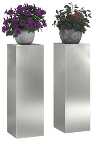vidaXL Βάση φυτών 2 pcs Ασημί 24 x 24 x 75 εκ. Γαλβανισμένος χάλυβας