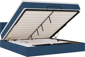 vidaXL Οθωμανικό κρεβάτι με στρώμα &amp; LEDs Μπλε 180x200cm ύφασμα