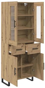 vidaXL Highboard με συρτάρι 2 pcs Artisan Oak Σύνθετο Ξύλο και Γυαλί