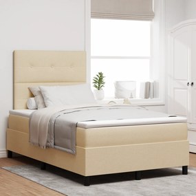 vidaXL Κρεβάτι Box Spring με Μαξιλάρι Κρεμ 120x200 εκ. Υφασμα