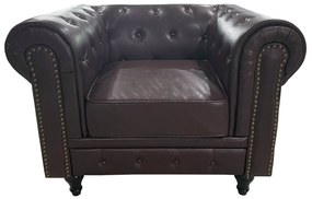 Πολυθρόνα ArteLibre AVERY Σκούρο Καφέ PU 100x90x73cm