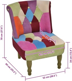 vidaXL Πολυθρόνες Γαλλικού Στιλ 2 τεμ. με Σχέδιο Patchwork Υφασμάτινες