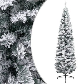 vidaXL Χριστουγεννιάτικο Δέντρο Slim Χιονισμένο Πράσινο 240 εκ. PVC