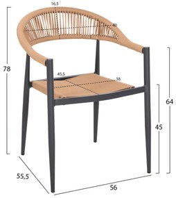 ΠΟΛΥΘΡΟΝΑ ΑΛΟΥΜΙΝΙΟΥ GRET  ΑΝΘΡΑΚΙ PΕ RATTAN ΜΠΕΖ 56x55,5x78Υ εκ.