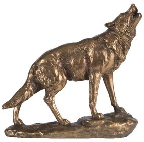 Artekko Wolf Επιτραπέζιο Διακοσμητικό Λύκος Ρητίνης Μπρονζέ (23,5x6,5x23)cm