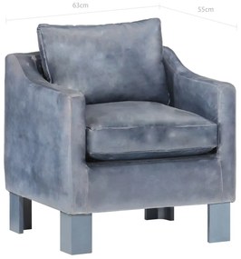 vidaXL Πολυθρόνα Μπάρελ Γκρι από Γνήσιο Δέρμα