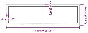 Ράφι Τοίχου Ανοιχτό Καφέ 140x40x(2-6)εκ. Επεξ. Μασίφ Ξύλο Δρυός - Καφέ