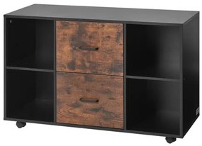 VEVOR 2 Drawer Wooden File Cabinet Mobile Filing Cabinet with Open Shelves Black