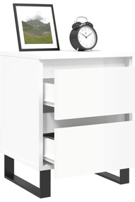 vidaXL Κομοδίνα 2 τεμ. Γυαλ. Λευκό 40 x 35 x 50 εκ. Επεξεργασμένο Ξύλο