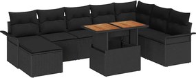 vidaXL Σετ Καναπέ Κήπου με αποθήκευση 9 pcs Μαύρο Πολυ ράταν