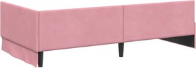 vidaXL Κρεβάτι Γωνίας Ροζ 100 x 200 cm Βελούδο