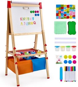VEVOR 3-in-1 Kids Art Easel Double-Sided Wooden Magnetic Whiteboard Chalkboard