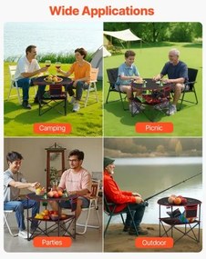VEVOR Folding Portable Camping Table Oxford Outdoor Round Table 4 Cup Holders