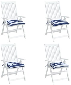 vidaXL Μαξιλάρια Καρέκλας 4 τεμ. Μπλε/Λευκό Ριγέ 50x50x7εκ. Υφασμάτινα