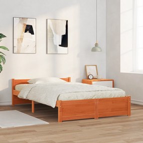 vidaXL Σκελετός Κρεβατιού Καφέ κεριού 120 x 200 cm Μασίφ ξύλο πεύκου