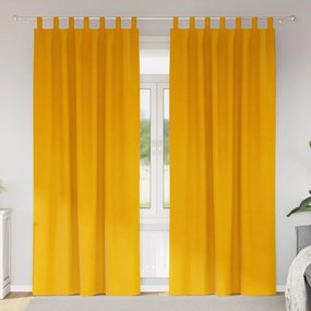 vidaXL Κουρτίνες 2 pcs κίτρινο μουσταρδί 140 x 225 cm Βελούδο