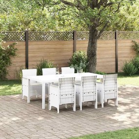 vidaXL Σέτ φαγητού για κήπο 7 pcs Λευκό Πολυπροπυλένιο