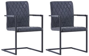 Καρέκλες Τραπεζαρίας «Πρόβολος» 2 τεμ. Μαύρες Συνθετικό Δέρμα - Μαύρο