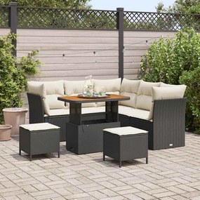 vidaXL Σετ Καναπέ Κήπου 8 pcs Μαύρο και κρεμ 90 x 55 x 71 cm