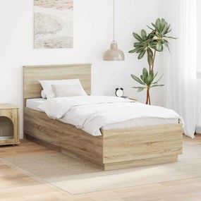 vidaXL Σκελετός Κρεβατιού Sonoma Δρυς 90 x 190 cm Επεξεργασμένο Ξύλο