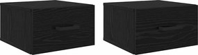 vidaXL Κομοδίνο 2 pcs Μαύρη δρυς 35 x 35 x 20 εκ Επεξεργασμένο ξύλο