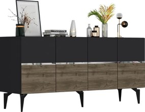 Stewehome Κονσόλα Ανθρακί Καρυδί Ασημί 150x40x80 cm