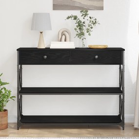 vidaXL Κονσόλα Μαύρη Δρυς 100x28x75 εκ Επεξεργασμένου Ξύλου & Ατσαλιού