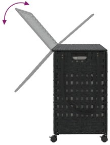 vidaXL Καλάθι Άπλυτων με Τροχούς Μαύρο 66x35x60 εκ. από Ρατάν