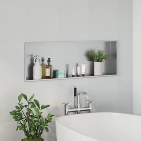 vidaXL Νίτσα Μπάνιου Ασημί 90 x 30 x 9.5 εκ. Ανοξείδωτο ατσάλι